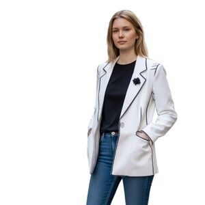 ANTONIO MELANI White Blazer with Black Sketch Trim